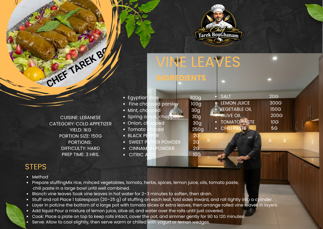 Lebanese Stuffed Vine Leaves — Authentic Recipe by Chef Tarek BouGhanam