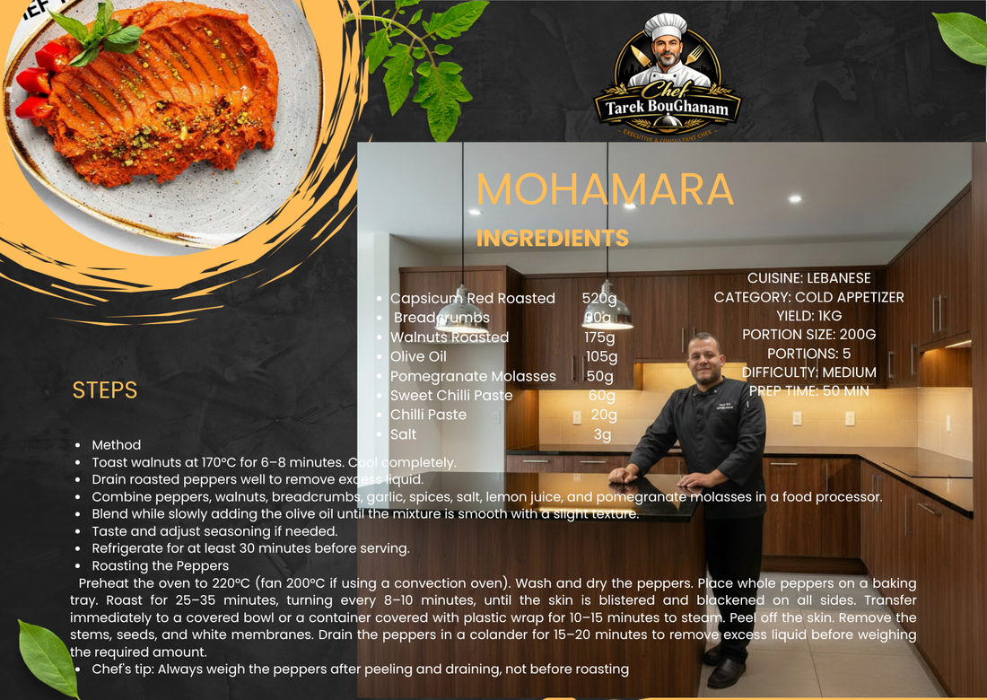 Mohamara — Lebanese Roasted Red Pepper Dip by Chef Tarek BouGhanam