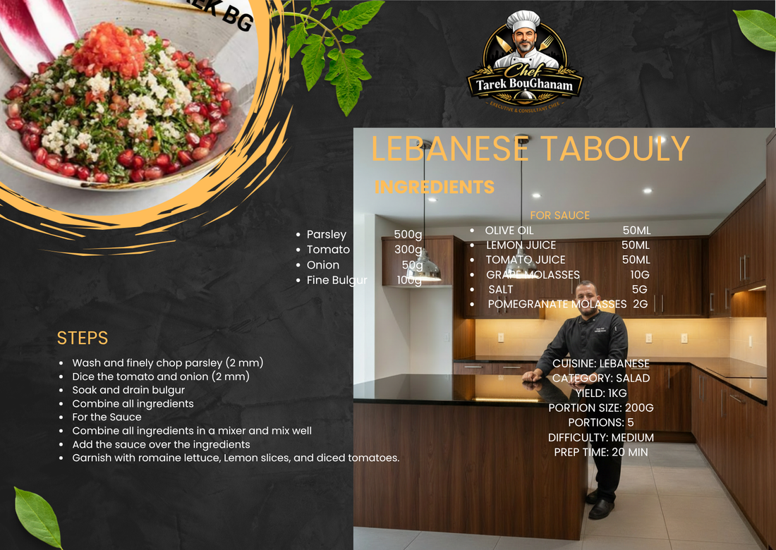 Lebanese Tabouly — Authentic Recipe by Chef Tarek BouGhanam