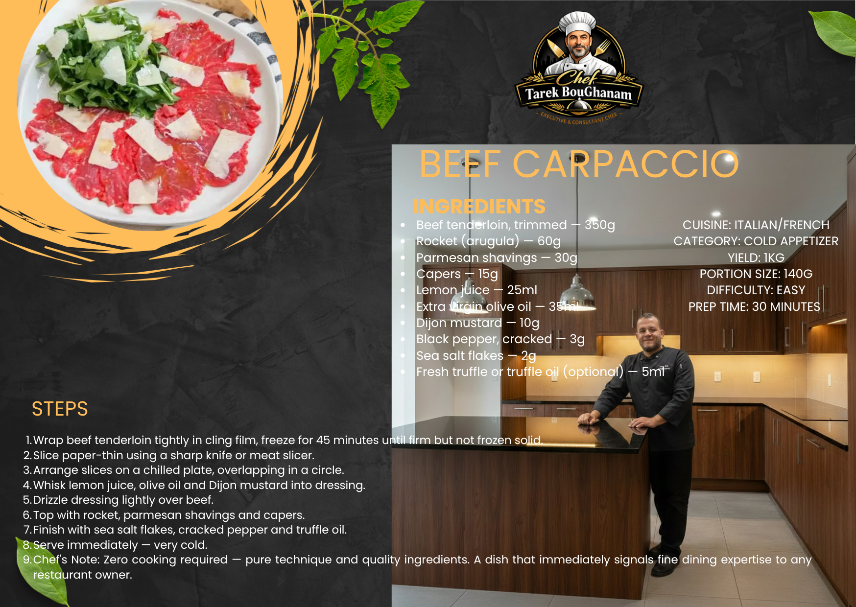 International Recipe Collection — Beef Carpaccio & Vitello Tonnato by Chef Tarek BouGhanam
